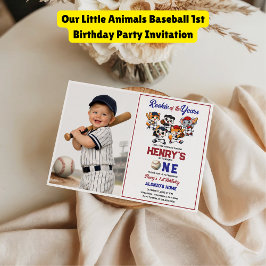 Our Little Animals Baseball 1st Birthday Party Inbjudningar