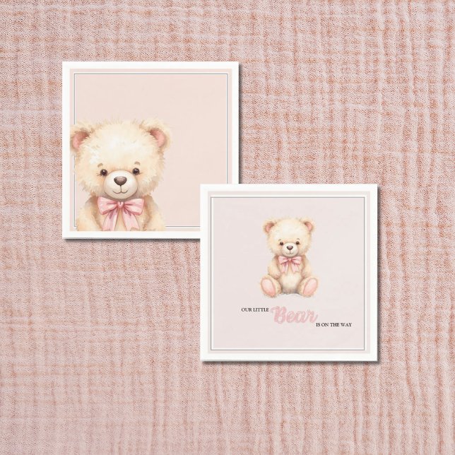 Our Little Bear on the Way Fall Baby Shower Pink Pappersservett (Skapare uppladdad)