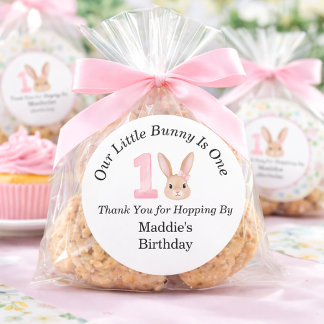 Our Little Bunny Is One 1st Birthday Thank You  Runt Klistermärke