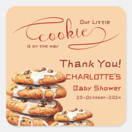 Our Little Cookie Is On The Way Cute Baby Shower Fyrkantigt Klistermärke