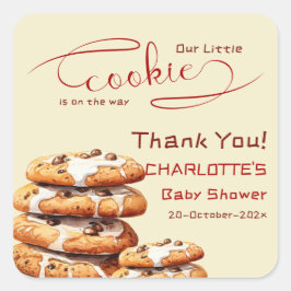 Our Little Cookie Is On The Way Cute Baby Shower Fyrkantigt Klistermärke