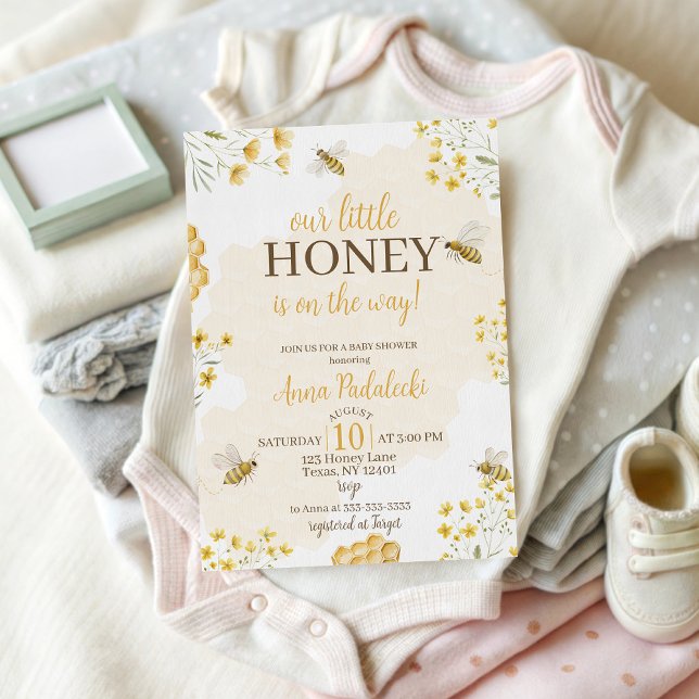 Our Little Honey Baby Shower Invitation Inbjudningar (Skapare uppladdad)