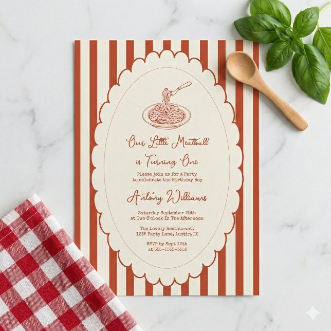 Our little meatball is turning one 1st Birthday  Inbjudningar (Skapare uppladdad)