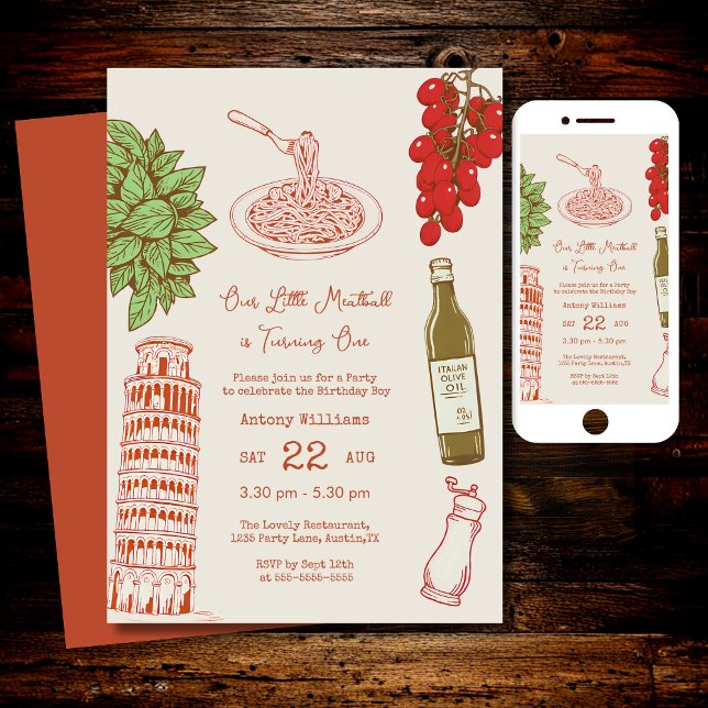 Our little meatball is turning one 1st Birthday  Inbjudningar (Skapare uppladdad)