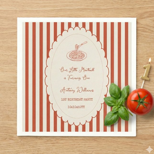 Our little meatball is turning one 1st Birthday  Pappersservett (Skapare uppladdad)