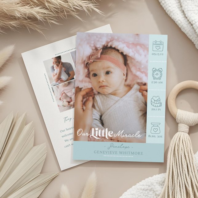 Our Little Miracle Baby Birth Stats Newborn Photos Meddelande (Our Little Miracle Baby Birth Stats Newborn Photos Announcement)