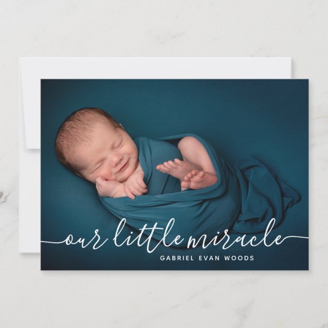 Our Little Miracle Photo Collage Modern Birth  Meddelande (Framsida)