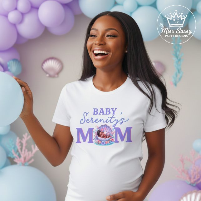 Our Little Pearl Mom-to-Be Seashell Baby Shower T Shirt (Celebrate the mom-to-be 💜 Our Little Pearl T-shirt is perfect for pastel baby showers 🐚✨)
