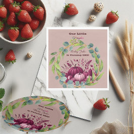 Our Little Pumpkin 1st Birthday Fall Wreath Purple Pappersservett