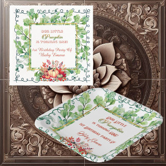 Our Little Pumpkin 1st Birthday Green Fall Wreath Pappersservett