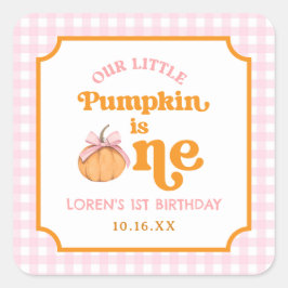Our Little Pumpkin Girl 1st Birthday Party Fyrkantigt Klistermärke