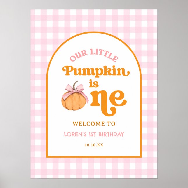 Our Little Pumpkin Girl 1st Birthday Welcome Poster (Framsidan)