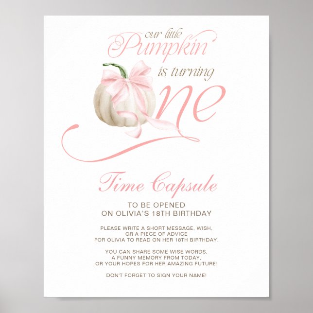 Our Little Pumpkin Time Capsule Sign Poster (Framsidan)