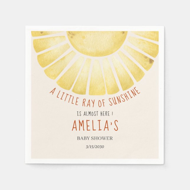 Our Little Ray of Sunshine Baby Shower Invitation Pappersservett (Framsidan)
