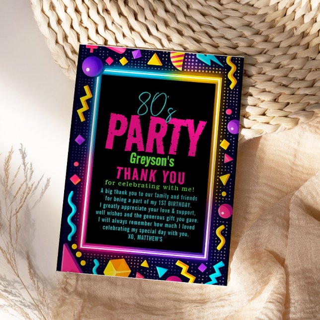 our little Retro Neon 80's Birthday Party Tack Kort (our little Retro Neon 80's Birthday Party Thank You Card
#RetroBirthdayParty #80sBirthday #NeonParty)
