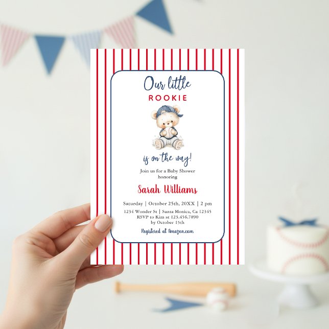 Our Little Rookie Baby Shower Boy Invitation Inbjudningar (Skapare uppladdad)