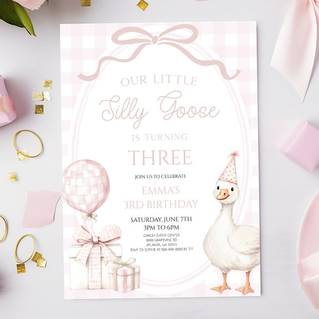 Our Little Silly Goose Pink Birthday Party Inbjudningar (Skapare uppladdad)