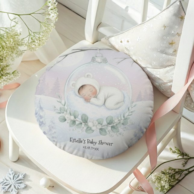 Our Little Snowbaby is on the way Cozy Comfort Rund Kudde (Skapare uppladdad)