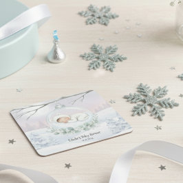 Our Little Snowbaby is on the way Winter Drinkware Underlägg Papper Kvadrat