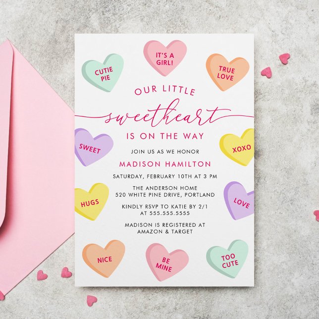 Our Little Sweetheart Candy Hearts Baby Shower Inbjudningar (Skapare uppladdad)