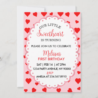 Our Little Sweetheart First Birthday Invitation. Inbjudningar