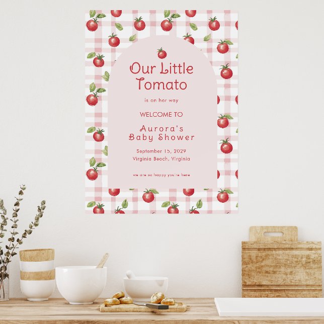 Our Little Tomato Baby Shower Welcome Poster  (Kök)