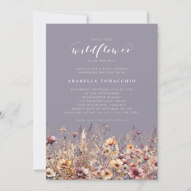 Our Little Wildflower Fall Floral Baby Shower Inbjudningar (Framsida)