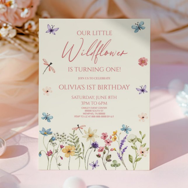 Our Little Wildflower Wild Flower Birthday Party Inbjudningar (Skapare uppladdad)