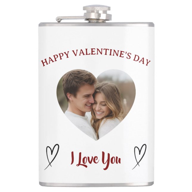 Our Love Custom Photo Valentine’s Day Flask Fickplunta (Framsidan)