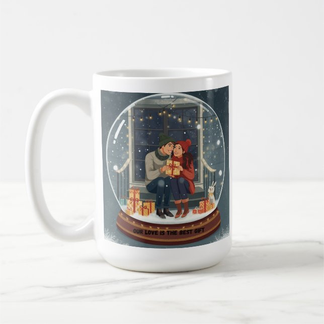 Our Love Is the Best Gift – Cozy Winter Lovers Hyg Kaffemugg (Vänster)
