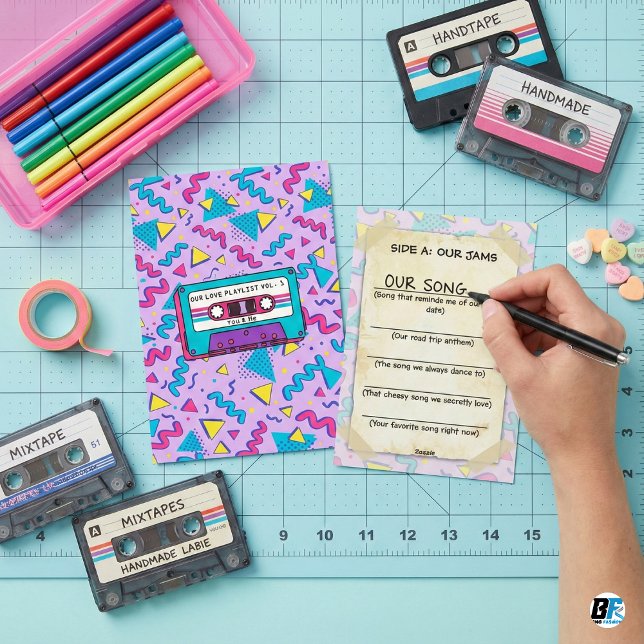 Our Love Playlist Vol 1 Retro 90s Music Lover V Kort (Valentine Card)