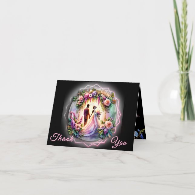 Our Love Reaches The Moon Bride and Groom Tack Kort (Framsida)