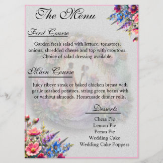Our Love Reaches The Moon Wedding Menu Meny