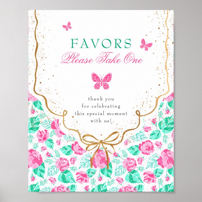 Our Lovely One Baby Shower Favors Sign Poster (Framsidan)