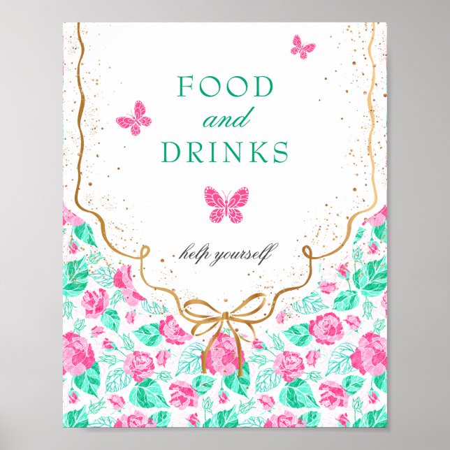 Our Lovely One Baby Shower Food & Drinks Sign Poster (Framsidan)