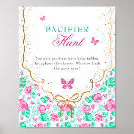 Our Lovely One Baby Shower Pacifier Hunt Game Sign Poster