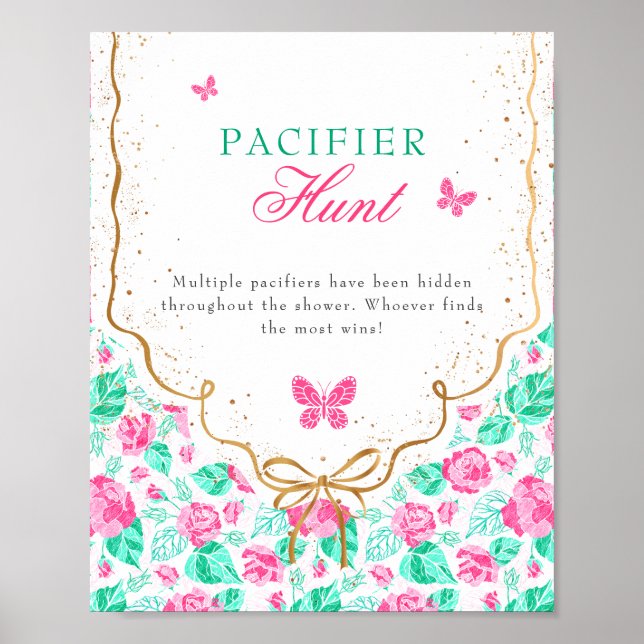 Our Lovely One Baby Shower Pacifier Hunt Game Sign Poster (Framsidan)