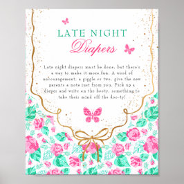 Our Lovely One Late Night Diapers Game Sign Poster