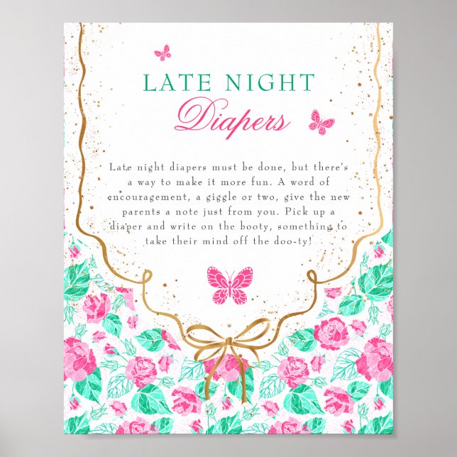 Our Lovely One Late Night Diapers Game Sign Poster (Framsidan)