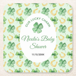Our Lucky Charm St Patrick's Baby Shower Underlägg Papper Kvadrat