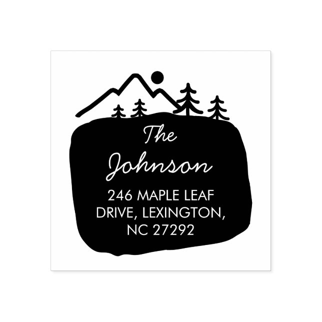 Our New House Address Announcement Mountain  Stämpel (Tryck)