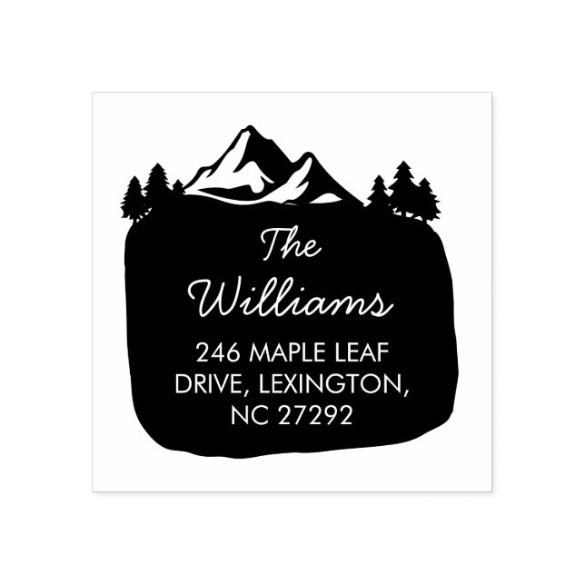 Our New House Address Announcement Mountain  Stämpel (Tryck)