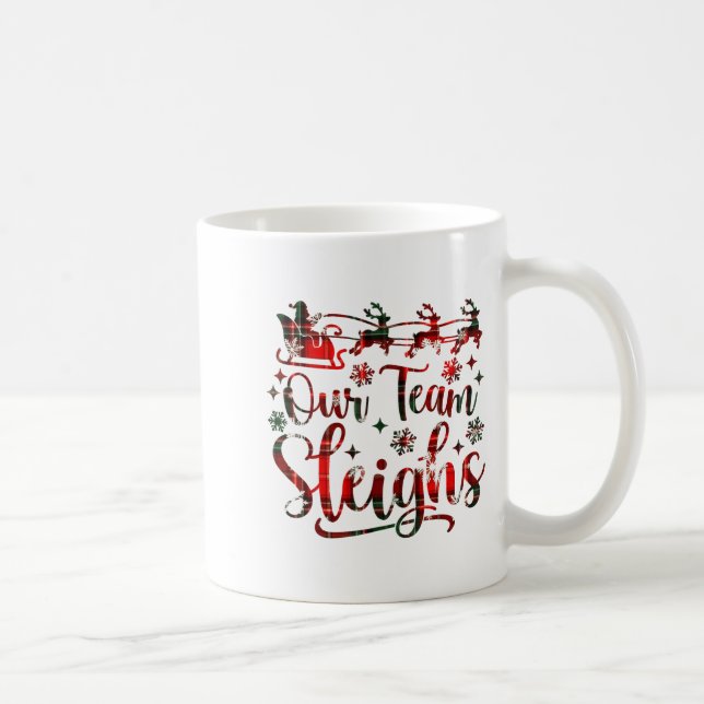 Our Team Sleighs Christmas Santa Reindeers Office  Kaffemugg (Höger)