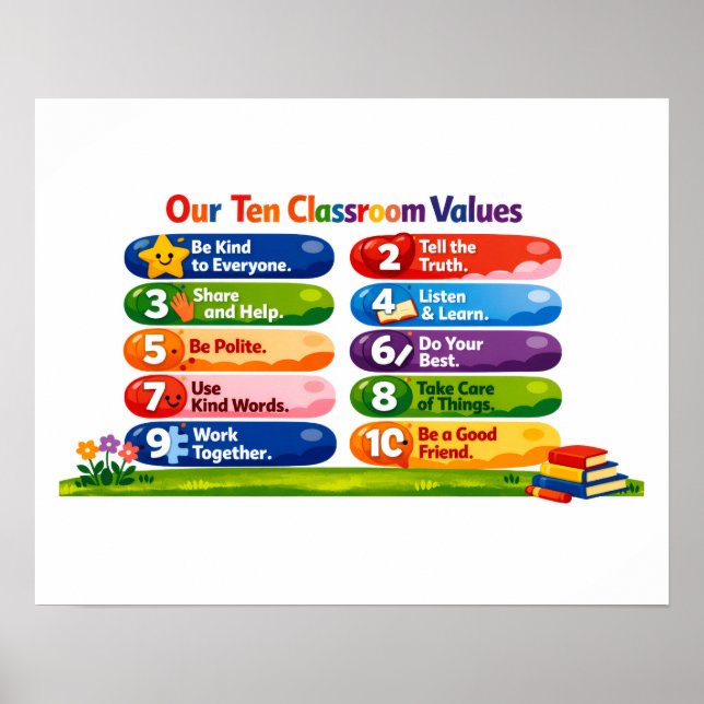 Our Ten Classroom Values – 16x20 Landscape Poster (Framsidan)