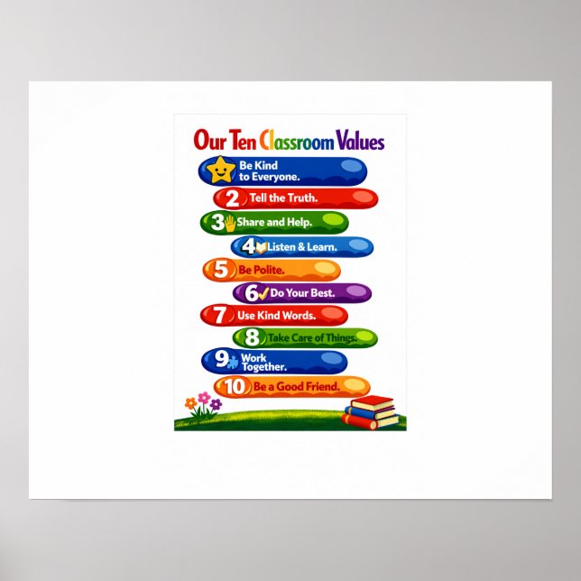 Our Ten Classroom Values – 16x20 Landscape Poster (Framsidan)