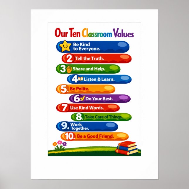 Our Ten Classroom Values – 18×24 Portrait Poster (Framsidan)