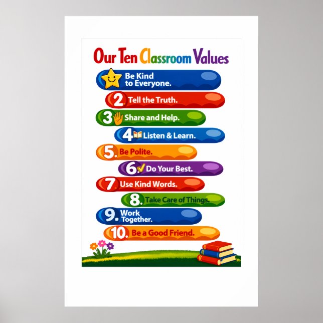 Our Ten Classroom Values – 24x36 Portrait Poster (Framsidan)