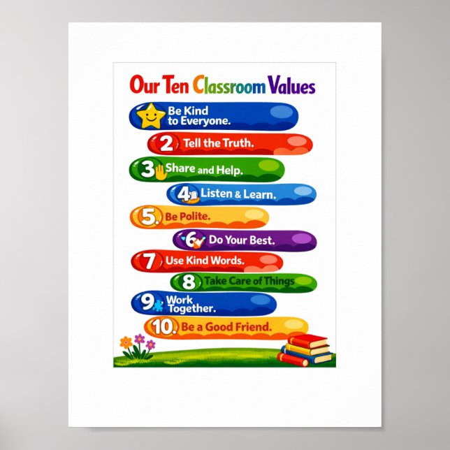 Our Ten Classroom Values – 8.5×11 Portrait Poster (Framsidan)