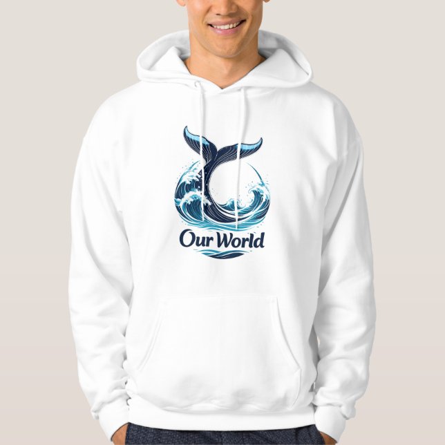 Our World Whale Tail Ocean Conservation Hoodie (Framsida)