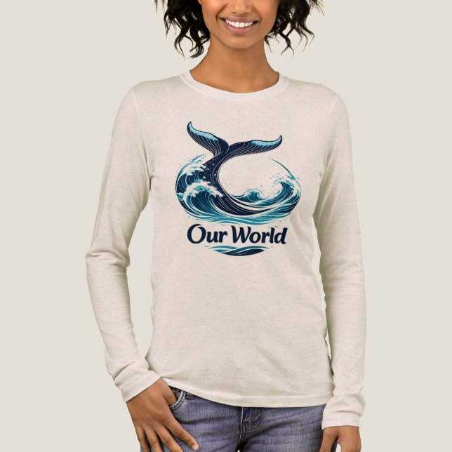 Our World Whale Tail Ocean Conservation T Shirt (Framsida)